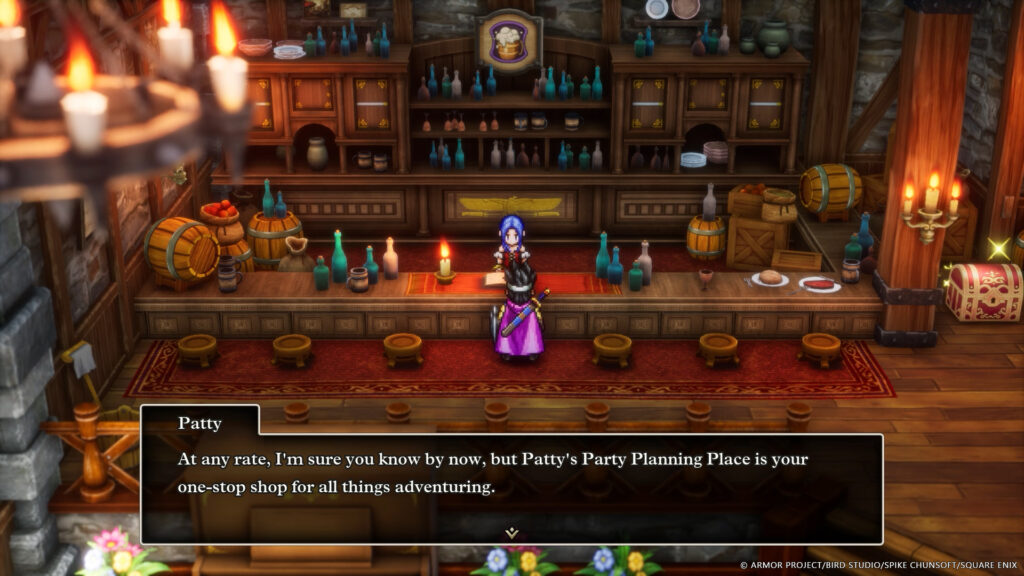 Dragon Quest 3 2D-HD Remake The Hero speaks to a woman at a tavern