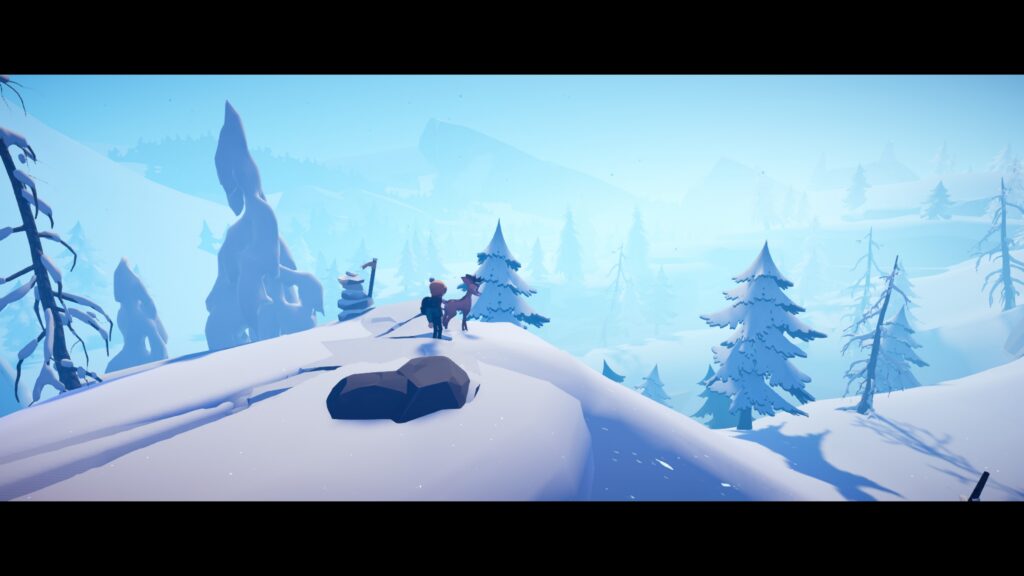 Deer & Boy snow mountain