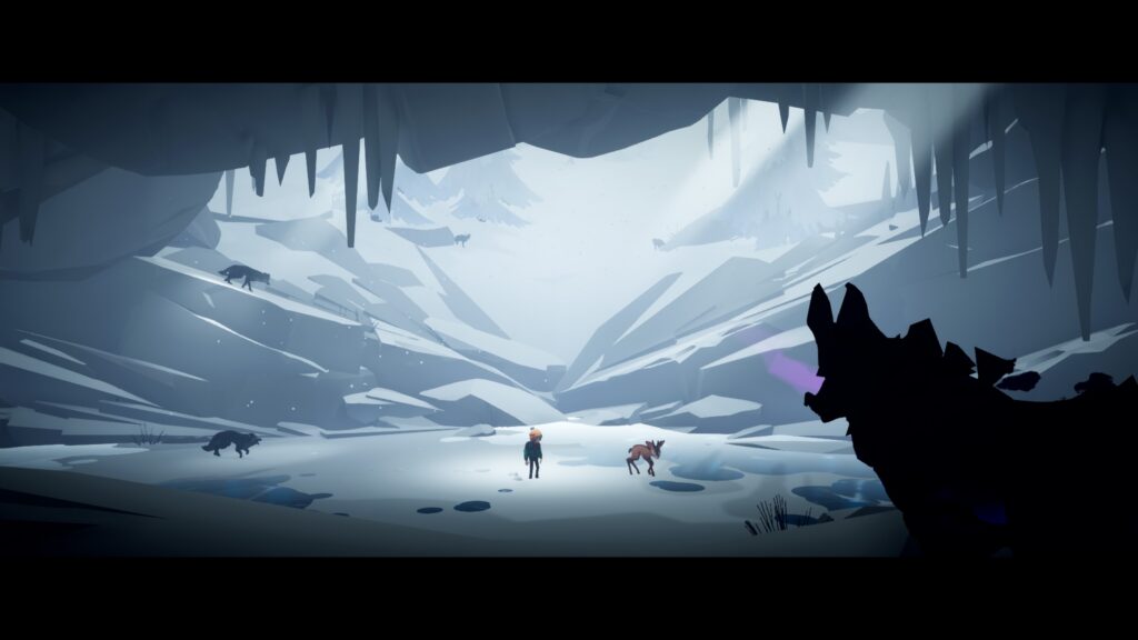 Deer & Boy caves with wolves